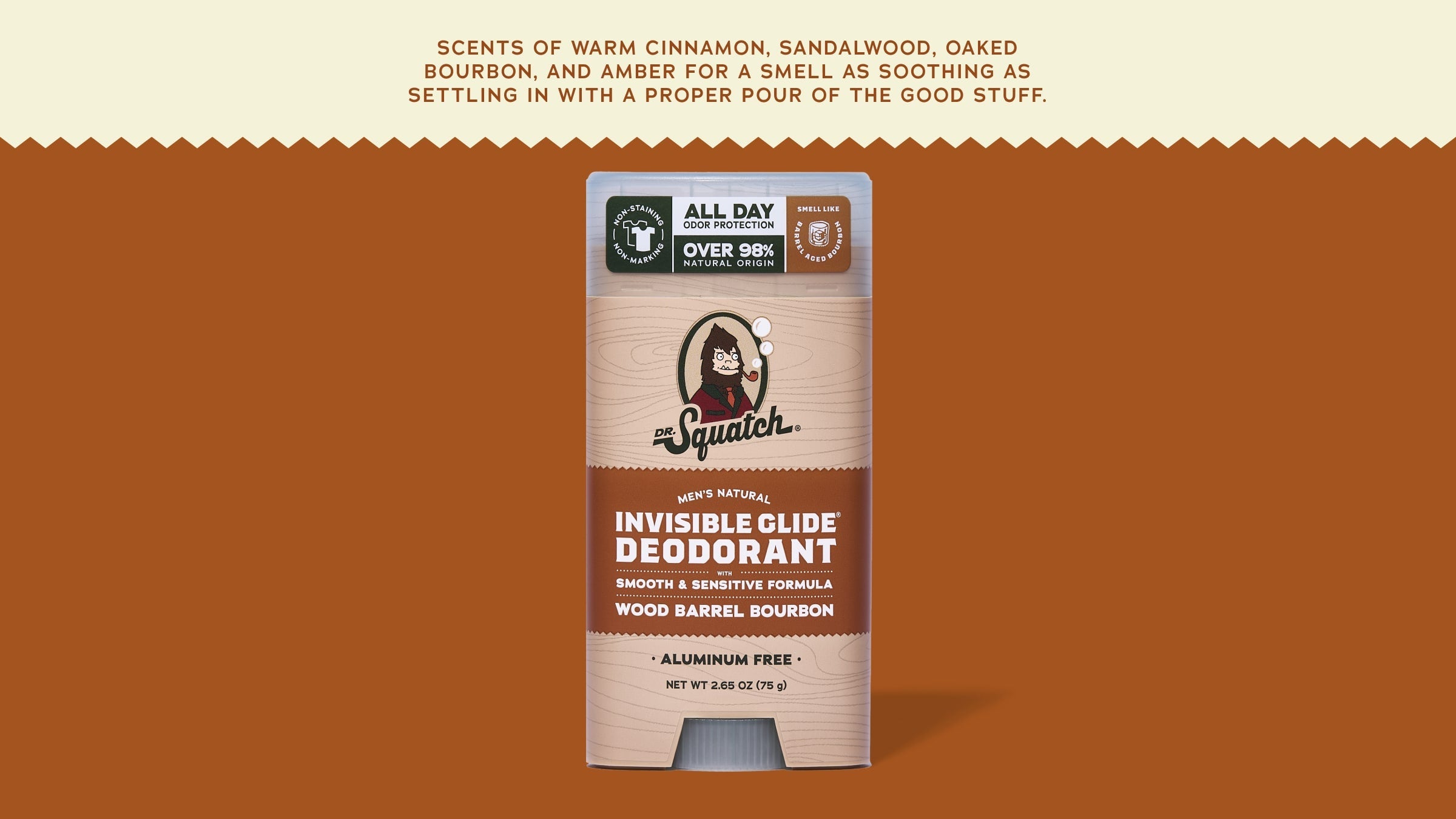 Wood Barrel Bourbon Invisible Glide Deodorant - Wash Hard and Rinse Clean