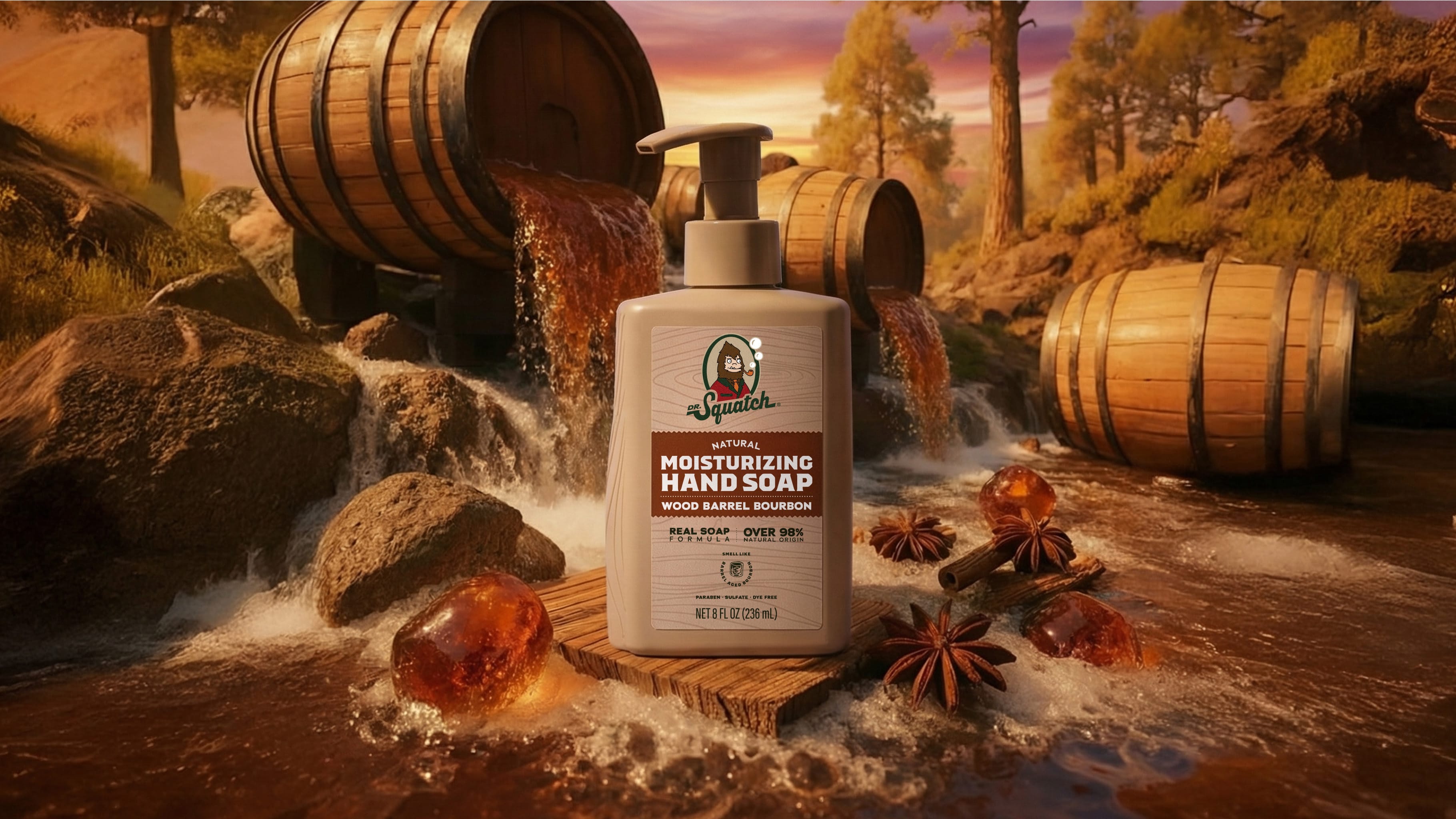 Wood Barrel Bourbon Hand Soap - Freshness for the Daily Grind