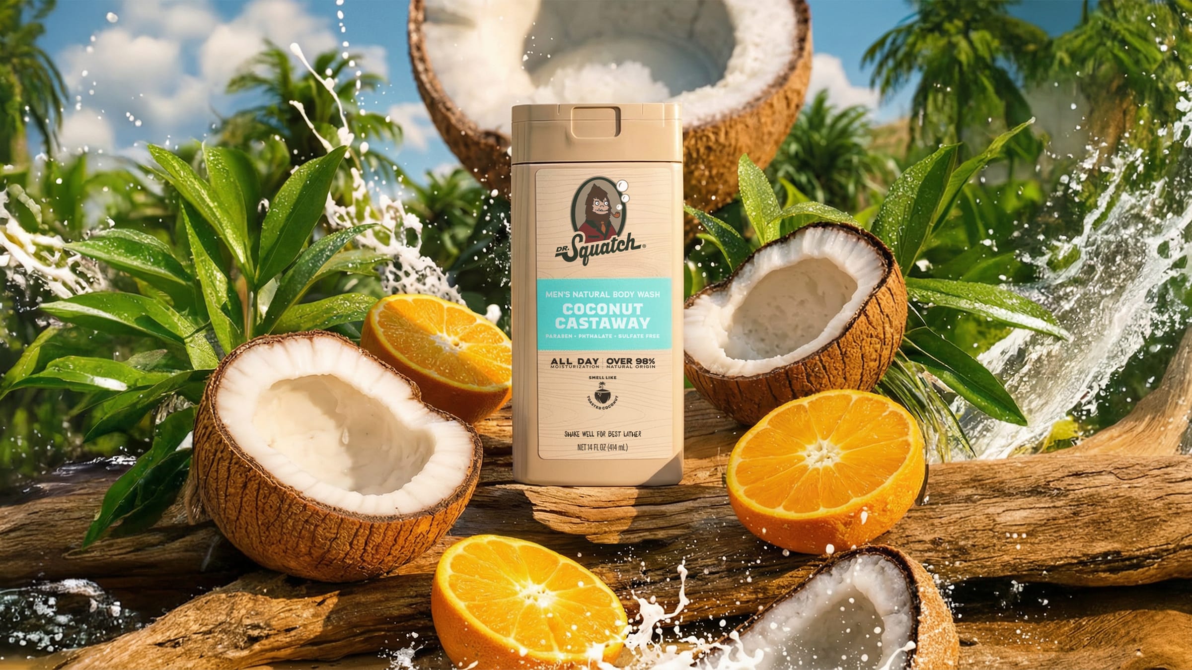 14 oz Coconut Castaway Body Wash - Send Dirt Out and Fresh In
